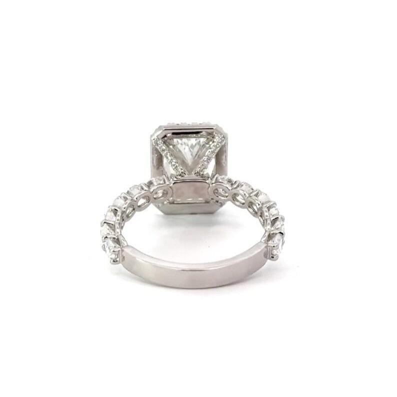 3.5 CT Radiant Cut Moissanite Engagement Ring Radiant Halo Diamond Wedding Ring 14K Solid Gold Art Deco Ring Radiant Lab Grown Diamond Ring