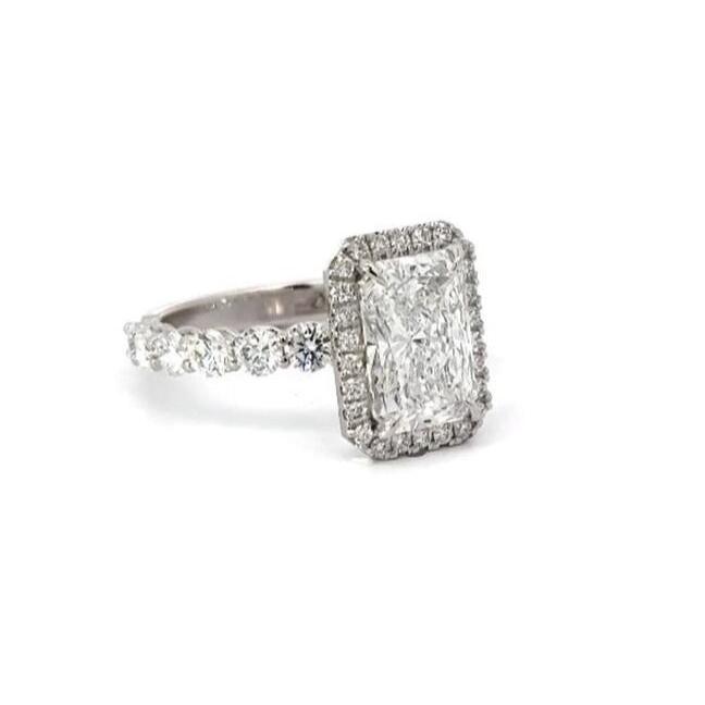 3.5 CT Radiant Cut Moissanite Engagement Ring Radiant Halo Diamond Wedding Ring 14K Solid Gold Art Deco Ring Radiant Lab Grown Diamond Ring
