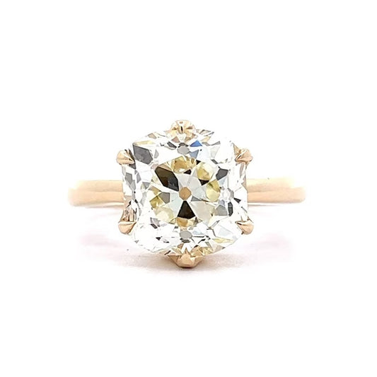 4 CT Old Mine Cushion Cut Moissanite Engagement Ring Solitaire Lab Grown Diamond Wedding Ring 14K Solid Gold IGI Certified Diamond Ring.
