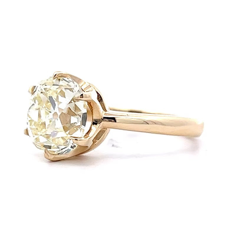 4 CT Old Mine Cushion Cut Moissanite Engagement Ring Solitaire Lab Grown Diamond Wedding Ring 14K Solid Gold IGI Certified Diamond Ring.