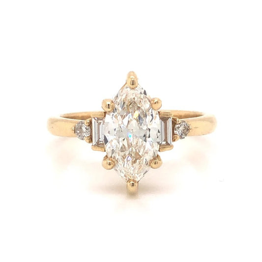 2 CT Marquise Moissanite Engagement Ring Vintage Style lab Grown Diamond Wedding Ring 14K Solid Gold Anniversary Gifts For Women.