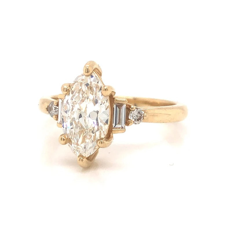 2 CT Marquise Moissanite Engagement Ring Vintage Style lab Grown Diamond Wedding Ring 14K Solid Gold Anniversary Gifts For Women.