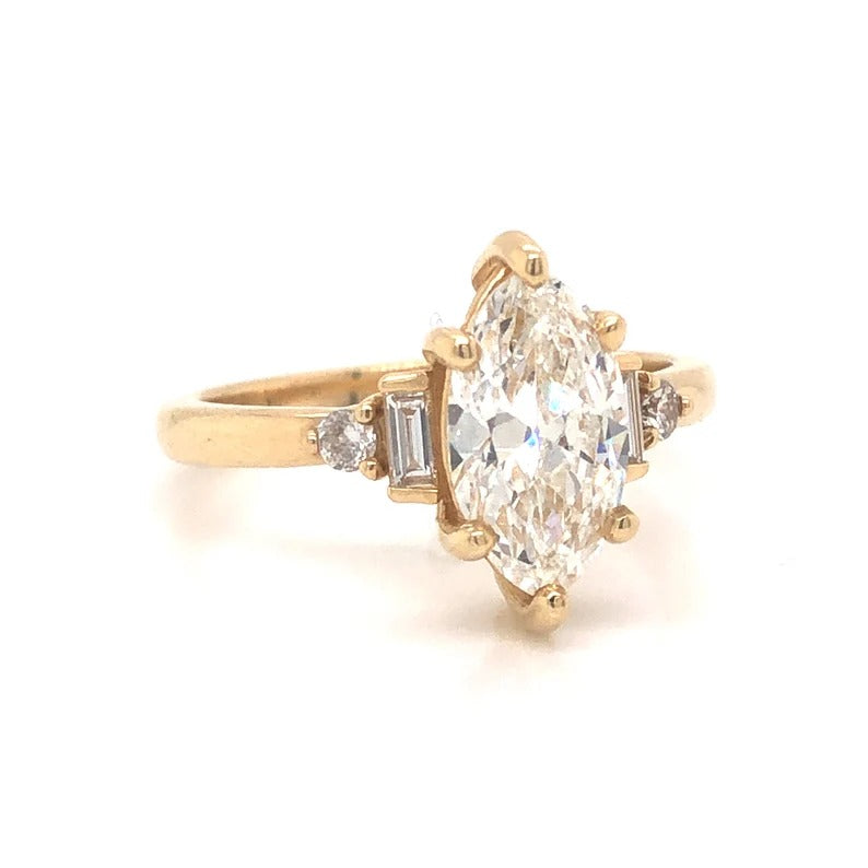 2 CT Marquise Moissanite Engagement Ring Vintage Style lab Grown Diamond Wedding Ring 14K Solid Gold Anniversary Gifts For Women.