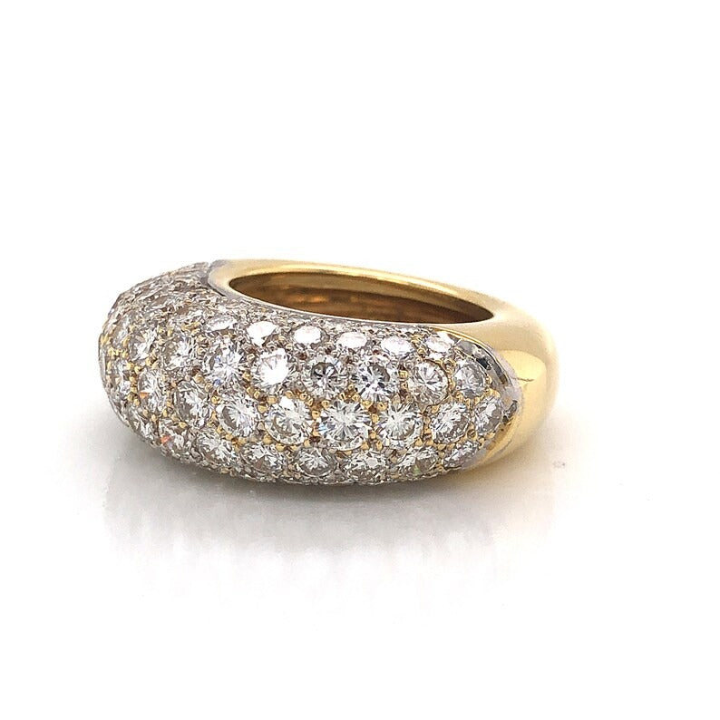 Unique Round Moissanite Engagement Ring Rounded Pave Diamond Cocktail Ring 14K Solid Gold Wedding Ring Lab Grown Diamonds Ring Unique Ring.