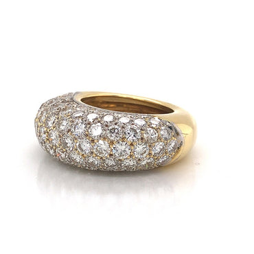 Unique Round Moissanite Engagement Ring Rounded Pave Diamond Cocktail Ring 14K Solid Gold Wedding Ring Lab Grown Diamonds Ring Unique Ring.