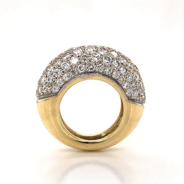 Unique Round Moissanite Engagement Ring Rounded Pave Diamond Cocktail Ring 14K Solid Gold Wedding Ring Lab Grown Diamonds Ring Unique Ring.