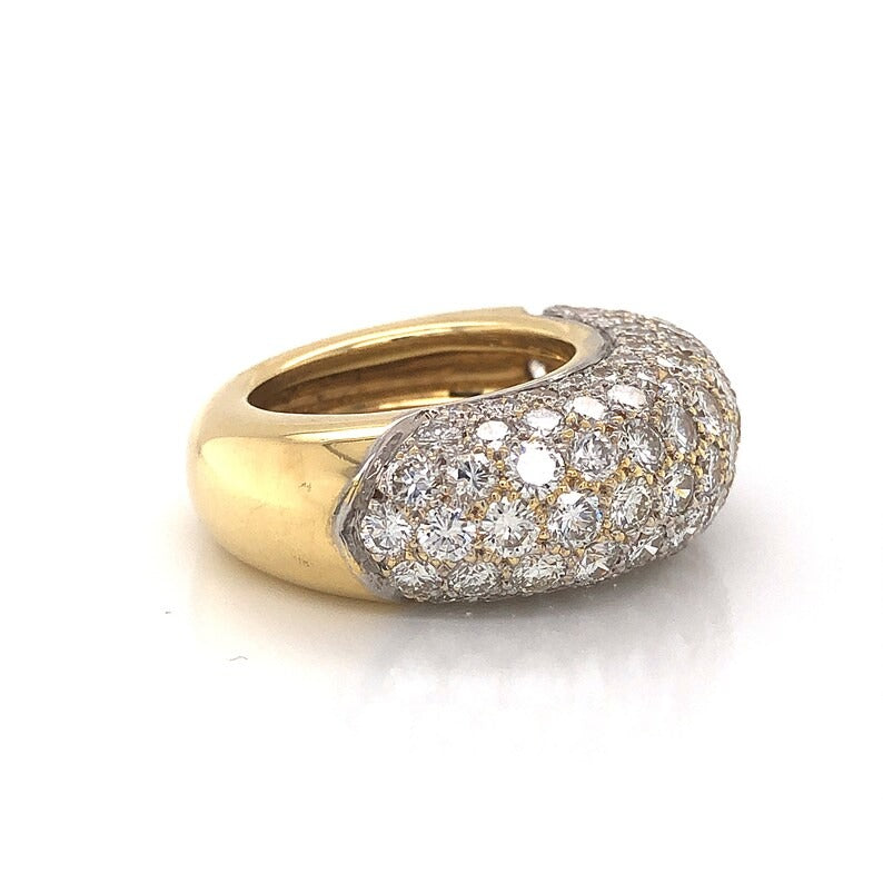 Unique Round Moissanite Engagement Ring Rounded Pave Diamond Cocktail Ring 14K Solid Gold Wedding Ring Lab Grown Diamonds Ring Unique Ring.
