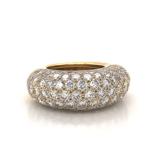Unique Round Moissanite Engagement Ring Rounded Pave Diamond Cocktail Ring 14K Solid Gold Wedding Ring Lab Grown Diamonds Ring Unique Ring.