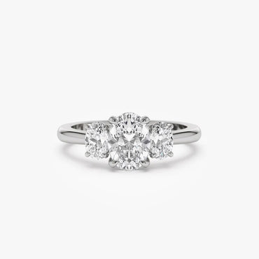 Three Stone Oval Moissanite Engagement Ring Oval Lab Grown Diamond Wedding Ring 14K Solid Gold Anniversary Gifts For Her Oval Diamond Ring