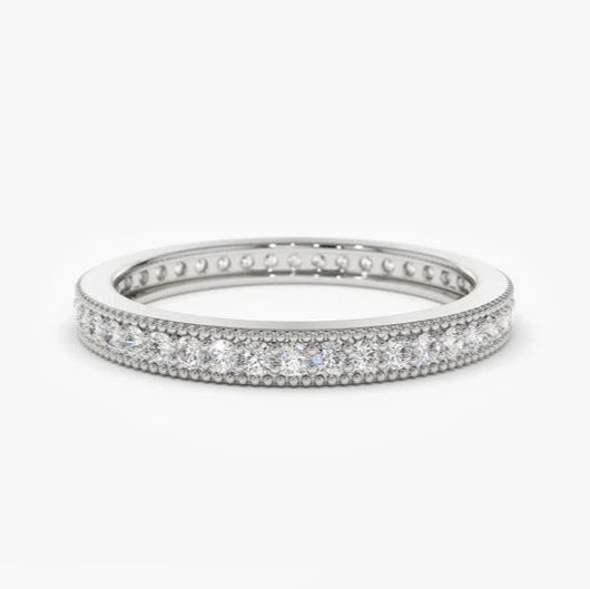 Full Eternity Moissanite Wedding Band 14K Solid Gold Lab Grown Diamond Wedding Ring Minimalist Matching Anniversary Ring Stacking Ring.