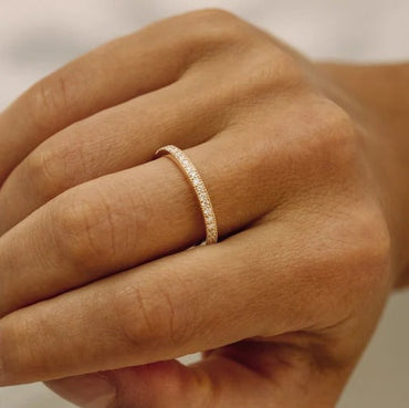 Full Eternity Moissanite Wedding Band 14K Solid Gold Lab Grown Diamond Wedding Ring Minimalist Matching Anniversary Ring Stacking Ring.