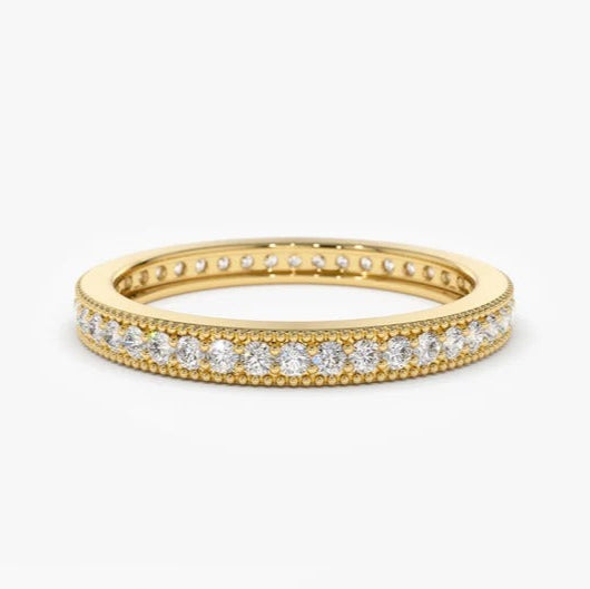 Full Eternity Moissanite Wedding Band 14K Solid Gold Lab Grown Diamond Wedding Ring Minimalist Matching Anniversary Ring Stacking Ring.