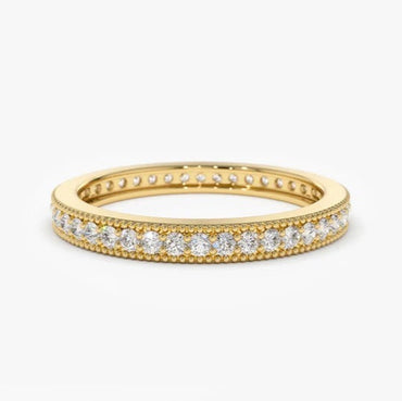 Full Eternity Moissanite Wedding Band 14K Solid Gold Lab Grown Diamond Wedding Ring Minimalist Matching Anniversary Ring Stacking Ring.