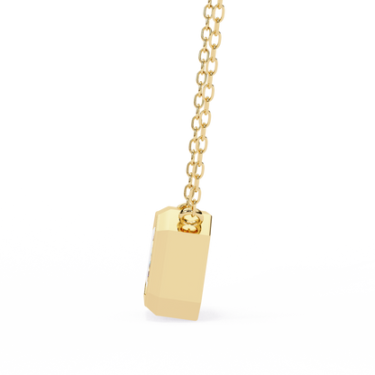 3 ct Emerald-Cut East-West Bezel Pendant Necklace | Modern Minimal Diamond Solitaire with Chain | Lab-Grown or Moissanite | Solid Gold/Platinum