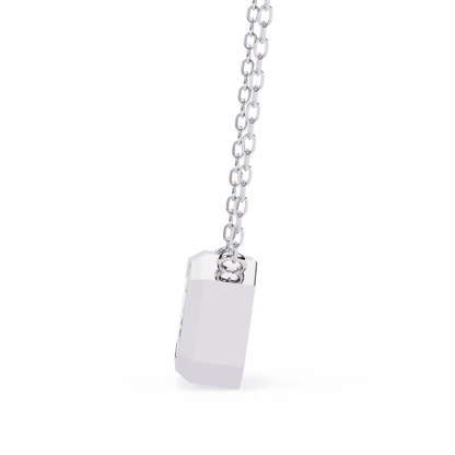 3 ct Emerald-Cut East-West Bezel Pendant Necklace | Modern Minimal Diamond Solitaire with Chain | Lab-Grown or Moissanite | Solid Gold/Platinum
