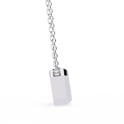 3 ct Emerald-Cut East-West Bezel Pendant Necklace | Modern Minimal Diamond Solitaire with Chain | Lab-Grown or Moissanite | Solid Gold/Platinum