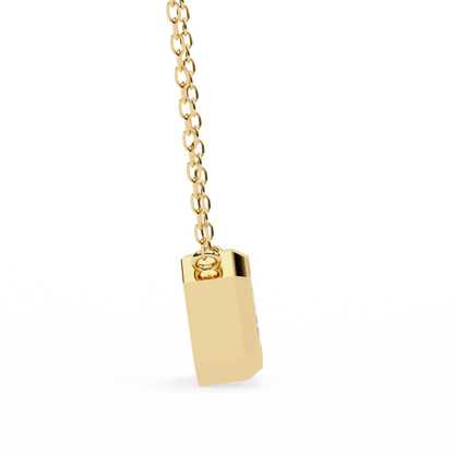 3 ct Emerald-Cut East-West Bezel Pendant Necklace | Modern Minimal Diamond Solitaire with Chain | Lab-Grown or Moissanite | Solid Gold/Platinum