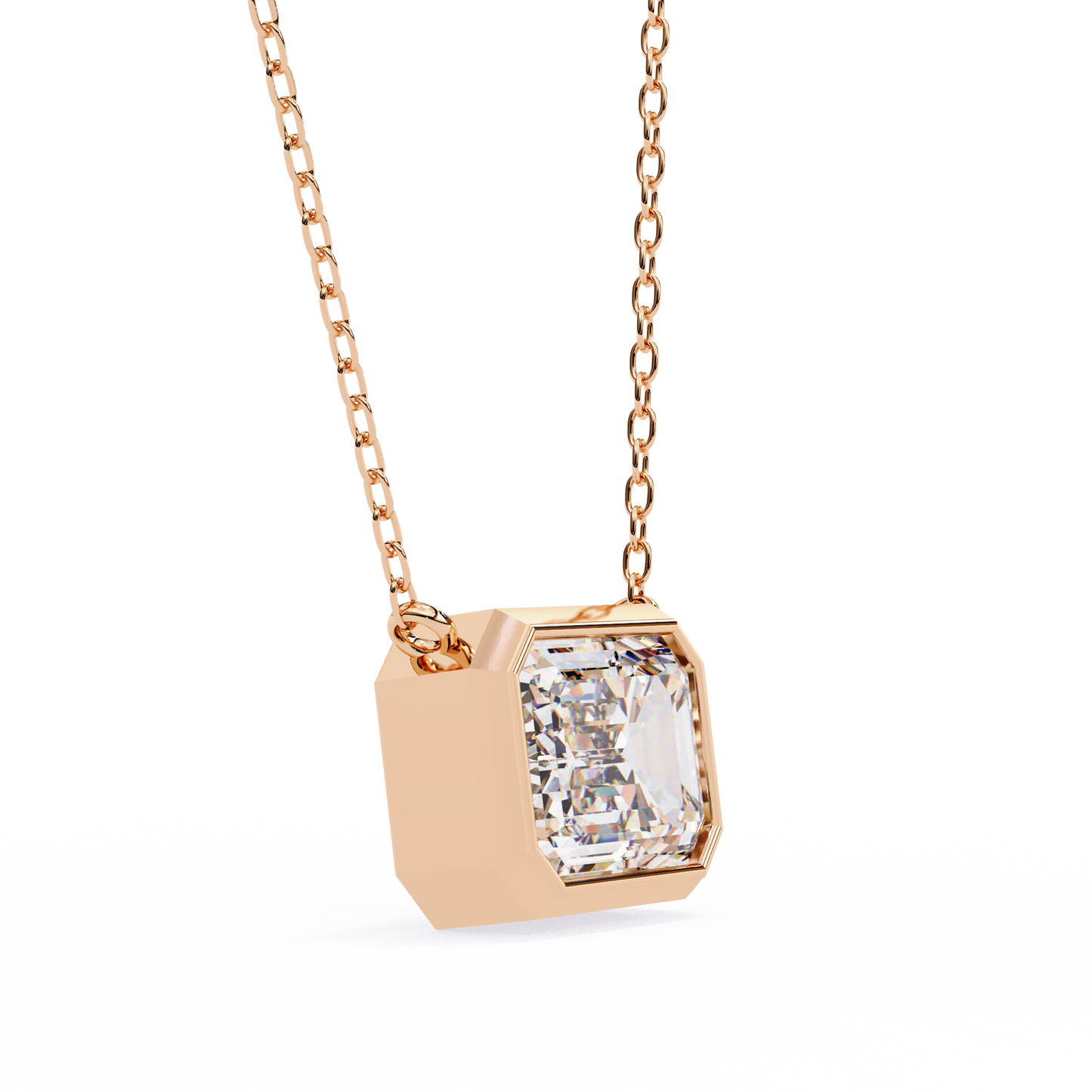 3 ct Emerald-Cut East-West Bezel Pendant Necklace | Modern Minimal Diamond Solitaire with Chain | Lab-Grown or Moissanite | Solid Gold/Platinum