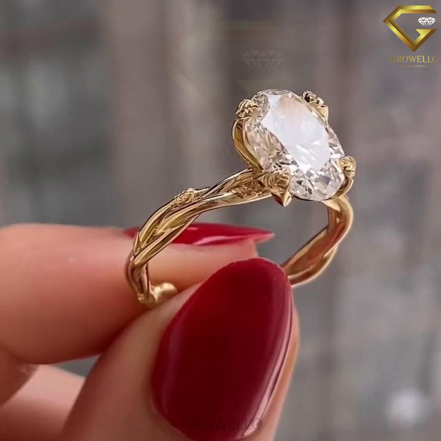 3CT Oval Diamond Engagement Ring, Twisted Bypass Band, Solid Gold, Lab-Grown Diamond or Moissanite.