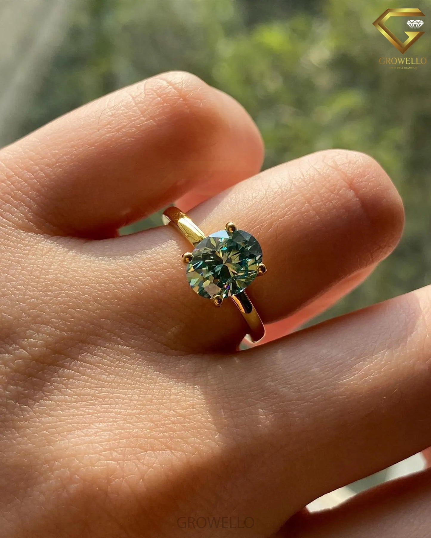 3CT Green Oval Engagement Ring, Luxury Solitaire, Solid Gold, Lab-Grown Diamond or Moissanite