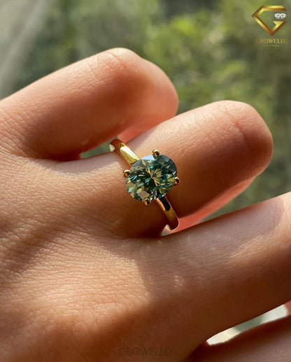 3CT Green Oval Engagement Ring, Luxury Solitaire, Solid Gold, Lab-Grown Diamond or Moissanite