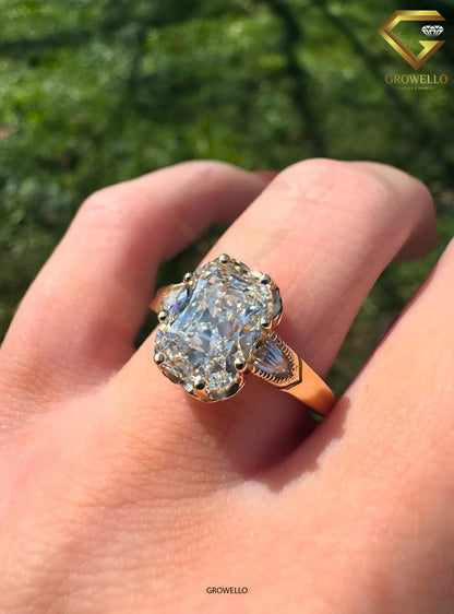 5CT Cushion Cut Vintage Engagement Ring, Heirloom Style, Lab-Grown Diamond or Moissanite