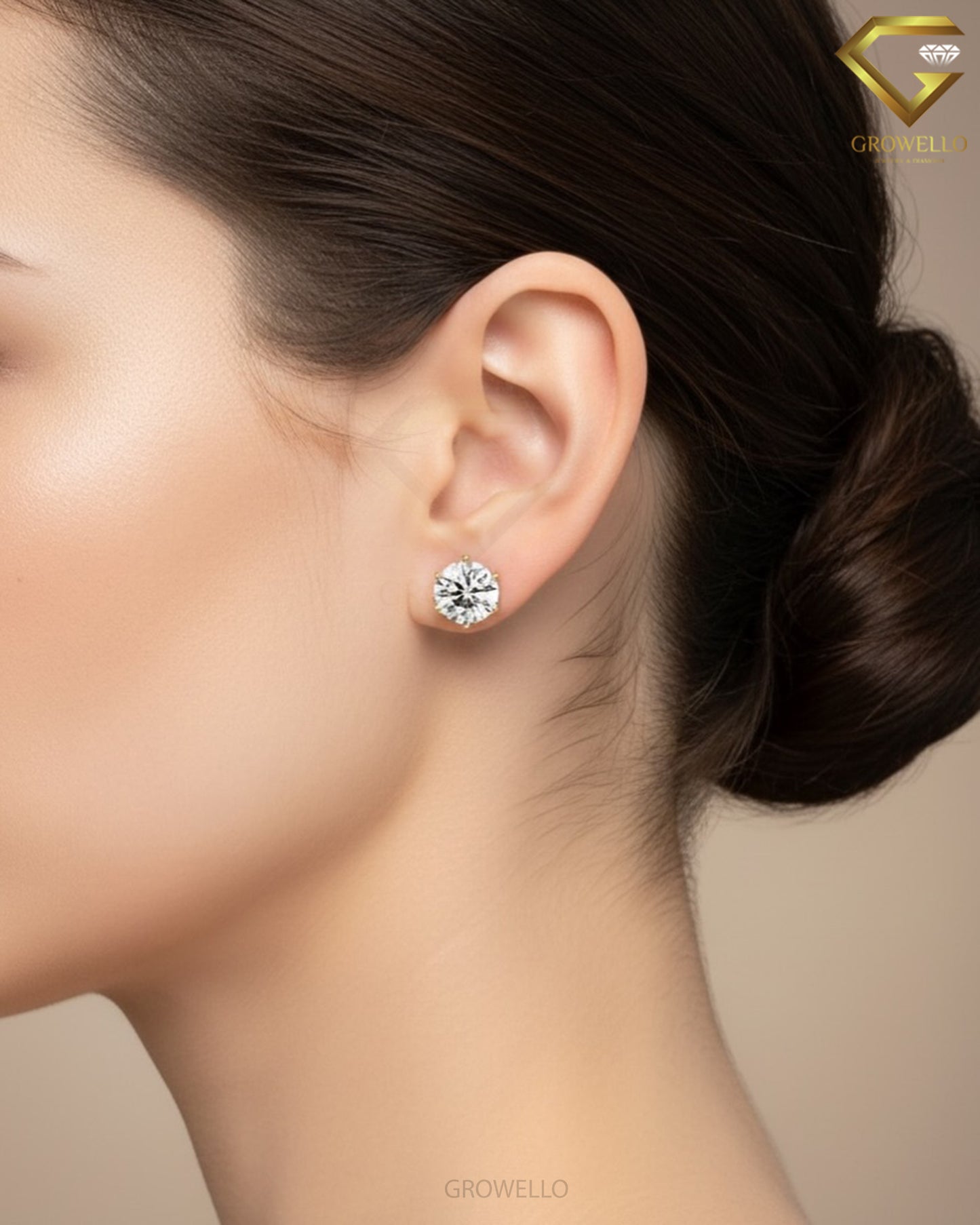 3CT Round Diamond Stud Earrings, Crown Six Prong Solitaire, Elegant Luxury, IGI Lab Grown Diamond or Moissanite
