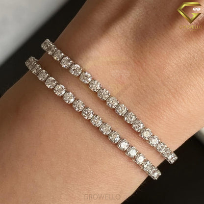 Luxury 5-MM Round Cut Tennis Bracelet in Solid Gold, Lab Grown Diamond or Moissanite