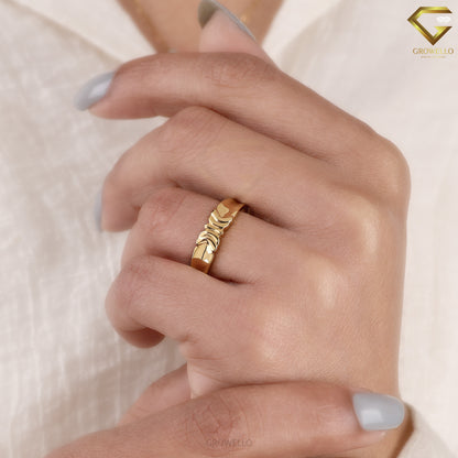 Minimalist Sculpted Band Ring, Solid Gold or Sterling Silver, Modern Unisex Jewelry
