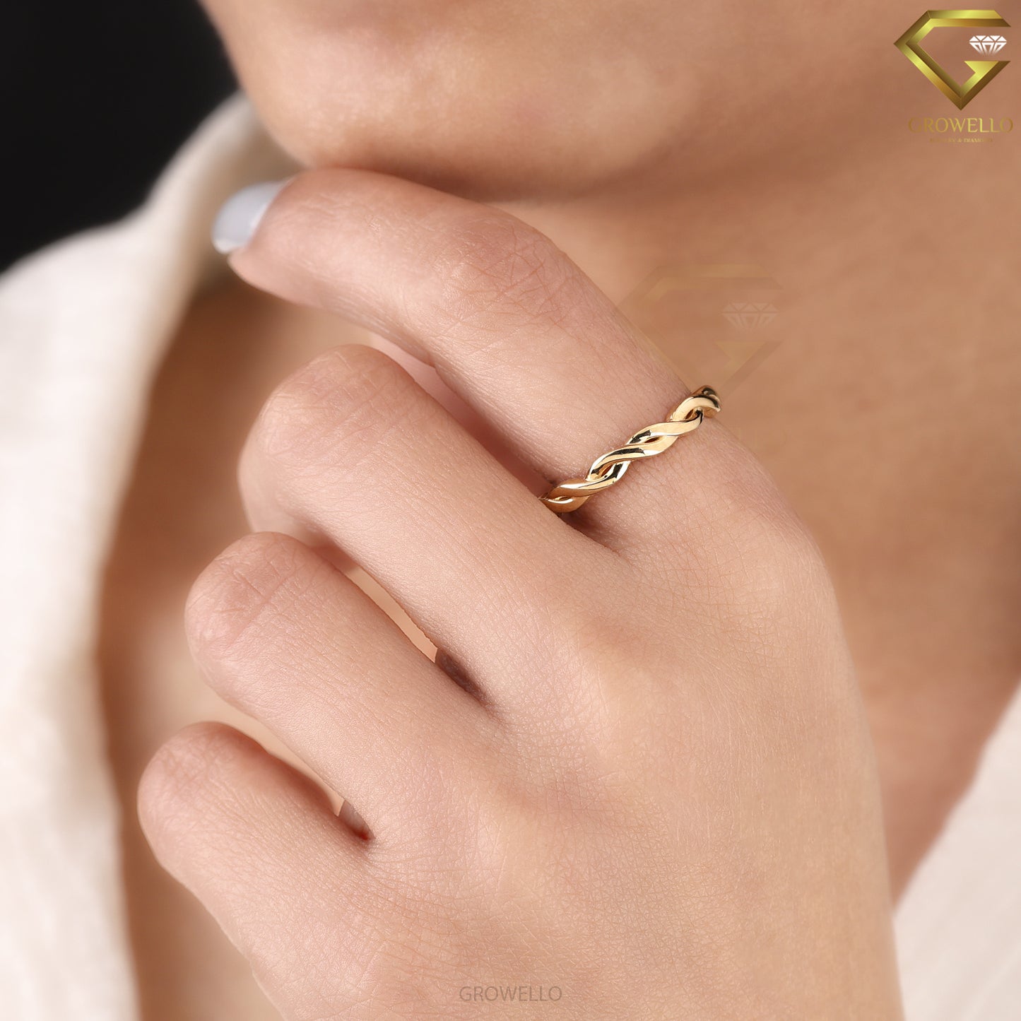 Twisted Rope Band Ring, Minimal Solid Gold or Sterling Silver, Elegant Everyday Jewelry