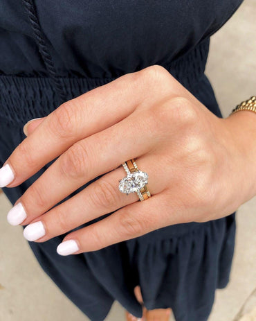 Oval Cut Moissanite Engagement Ring Set 3 PCS Moissanite Engagement Ring Set Oval Lab Grown Diamond Vintage Bridal Set Anniversary ring Set