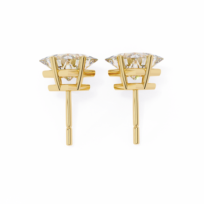2 CT Princess-Cut Stud Earrings | Modern Cross-Basket 4-Prong | Lab-Grown Diamond or Moissanite | Solid Gold/Platinum | Screw-Back