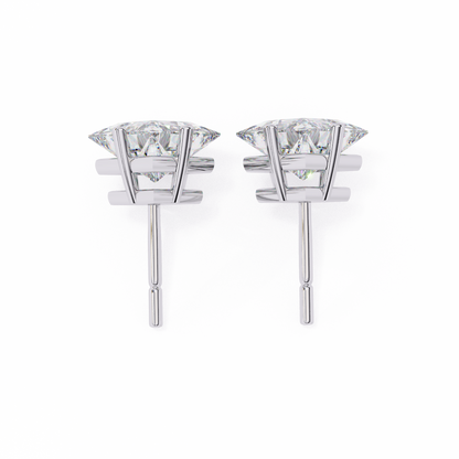 2 CT Princess-Cut Stud Earrings | Modern Cross-Basket 4-Prong | Lab-Grown Diamond or Moissanite | Solid Gold/Platinum | Screw-Back