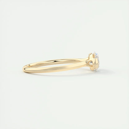 East West Marquise Cut Moissanite Diamond Half Bezel Solitaire Engagement Ring Unique Solitaire Lab Grown Diamond Ring 14K Solid Gold Ring.