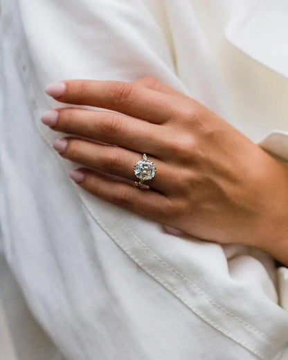 Vintage 3 CT Old Mine Asscher Cut Moissanite Engagement Ring Antique Asscher Moissanite Wedding Ring Women 14K Gold Lab Grown Diamond Ring.