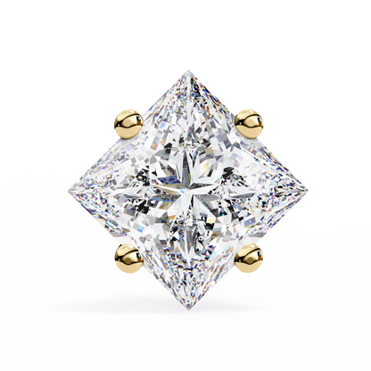 2 CT Princess-Cut Stud Earrings | Modern Cross-Basket 4-Prong | Lab-Grown Diamond or Moissanite | Solid Gold/Platinum | Screw-Back