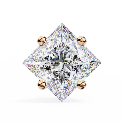 2 CT Princess-Cut Stud Earrings | Modern Cross-Basket 4-Prong | Lab-Grown Diamond or Moissanite | Solid Gold/Platinum | Screw-Back