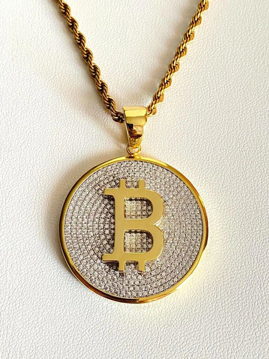 Bitcoin iced out pendants, Bitcoin Moissanite iced out pendant