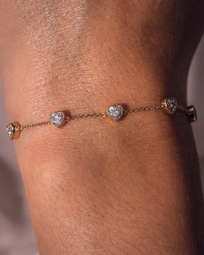 Heart Shape Bezel Set Moissanite & Lab-Grown Diamond Bracelet