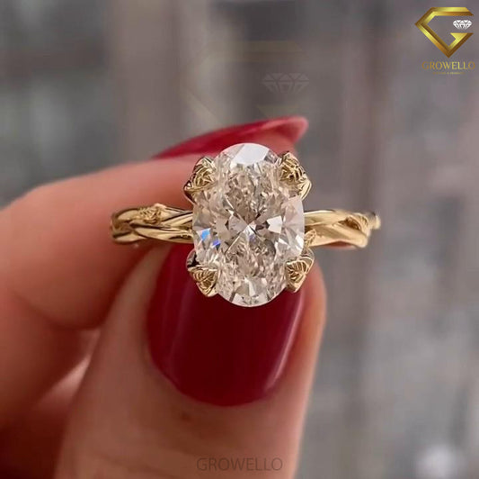 3CT Oval Diamond Engagement Ring, Twisted Bypass Band, Solid Gold, Lab-Grown Diamond or Moissanite.