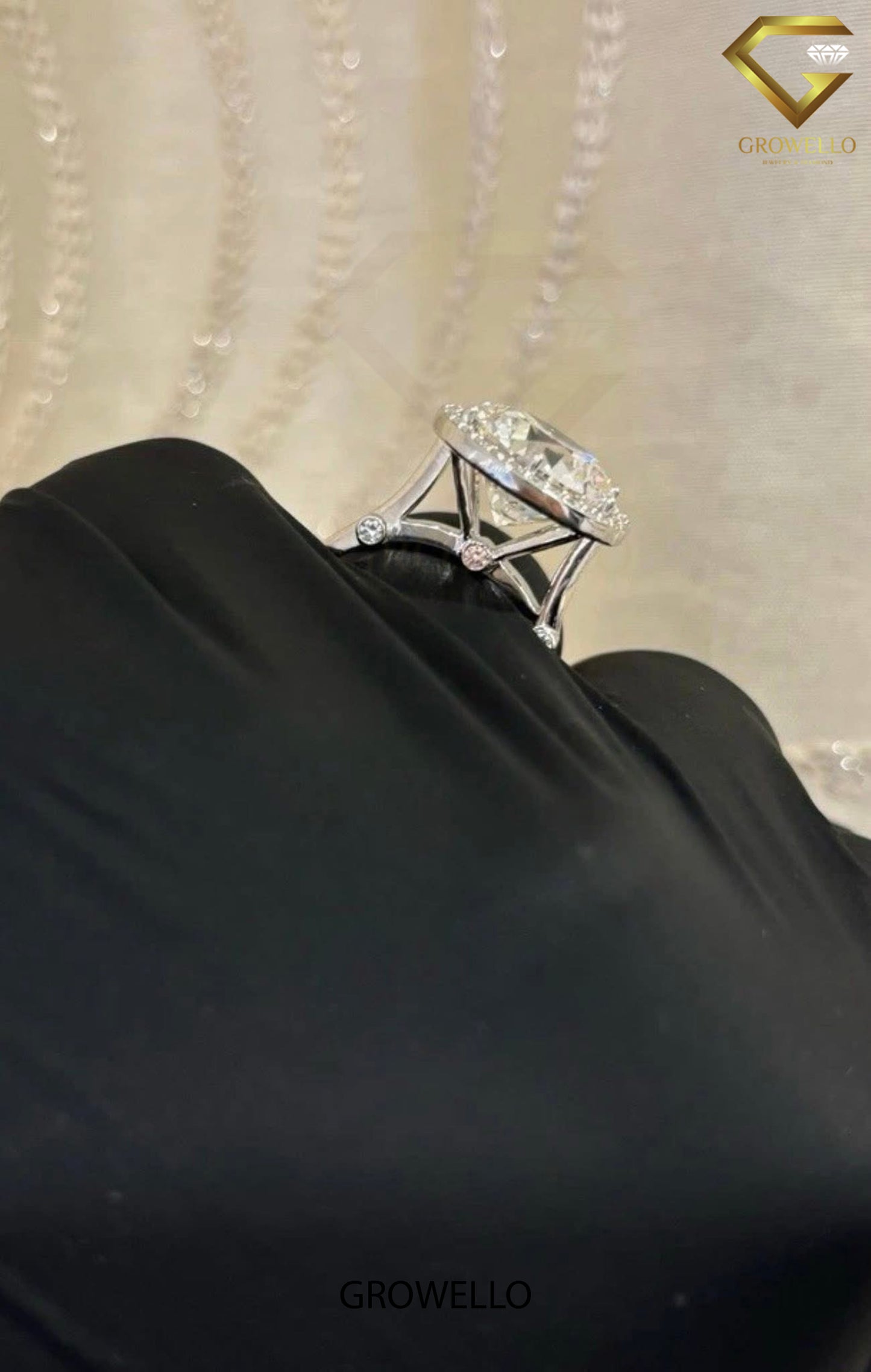 10CT Round Brilliant Halo Cathedral Engagement Ring, Solid Gold, Lab Grown Diamond or Moissanite