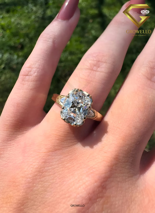 5CT Cushion Cut Vintage Engagement Ring, Heirloom Style, Lab-Grown Diamond or Moissanite