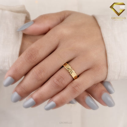 Minimalist Sculpted Band Ring, Solid Gold or Sterling Silver, Modern Unisex Jewelry