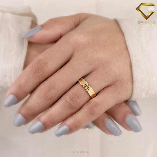 Minimalist Sculpted Band Ring, Solid Gold or Sterling Silver, Modern Unisex Jewelry