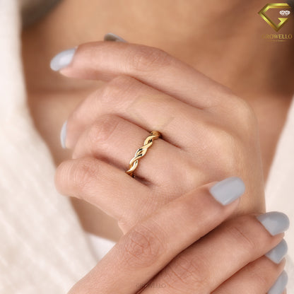 Twisted Rope Band Ring, Minimal Solid Gold or Sterling Silver, Elegant Everyday Jewelry