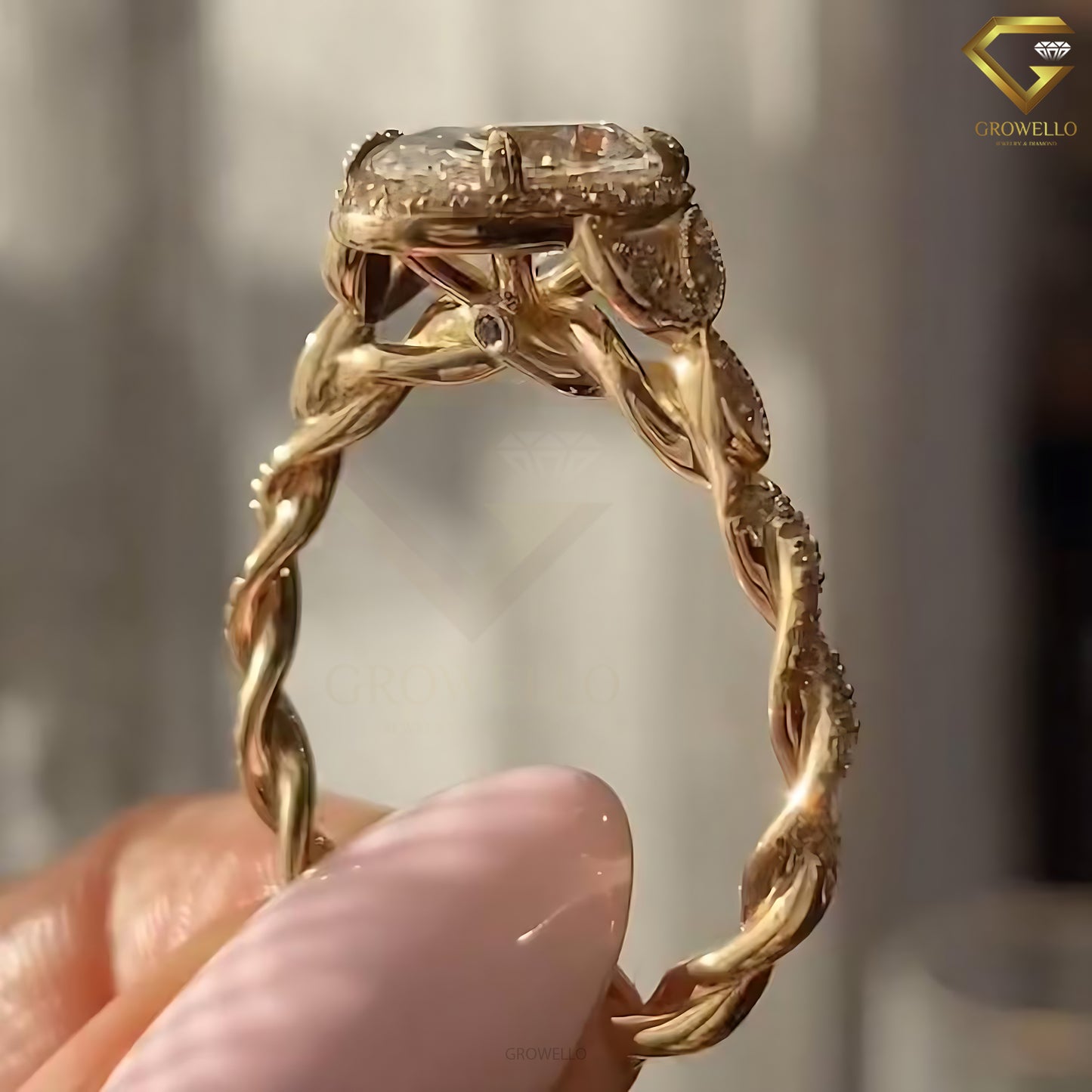 3CT Oval Diamond Engagement Ring, Twisted Vine Bypass, Solid Gold, Lab-Grown Diamond or Moissanite.