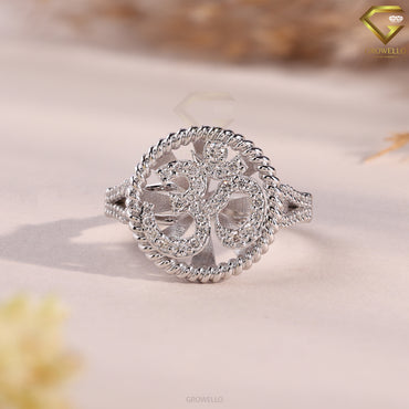 OM Symbol Halo Engagement Ring, Pave Split Shank, Solid Gold, Lab Grown Diamond or Moissanite