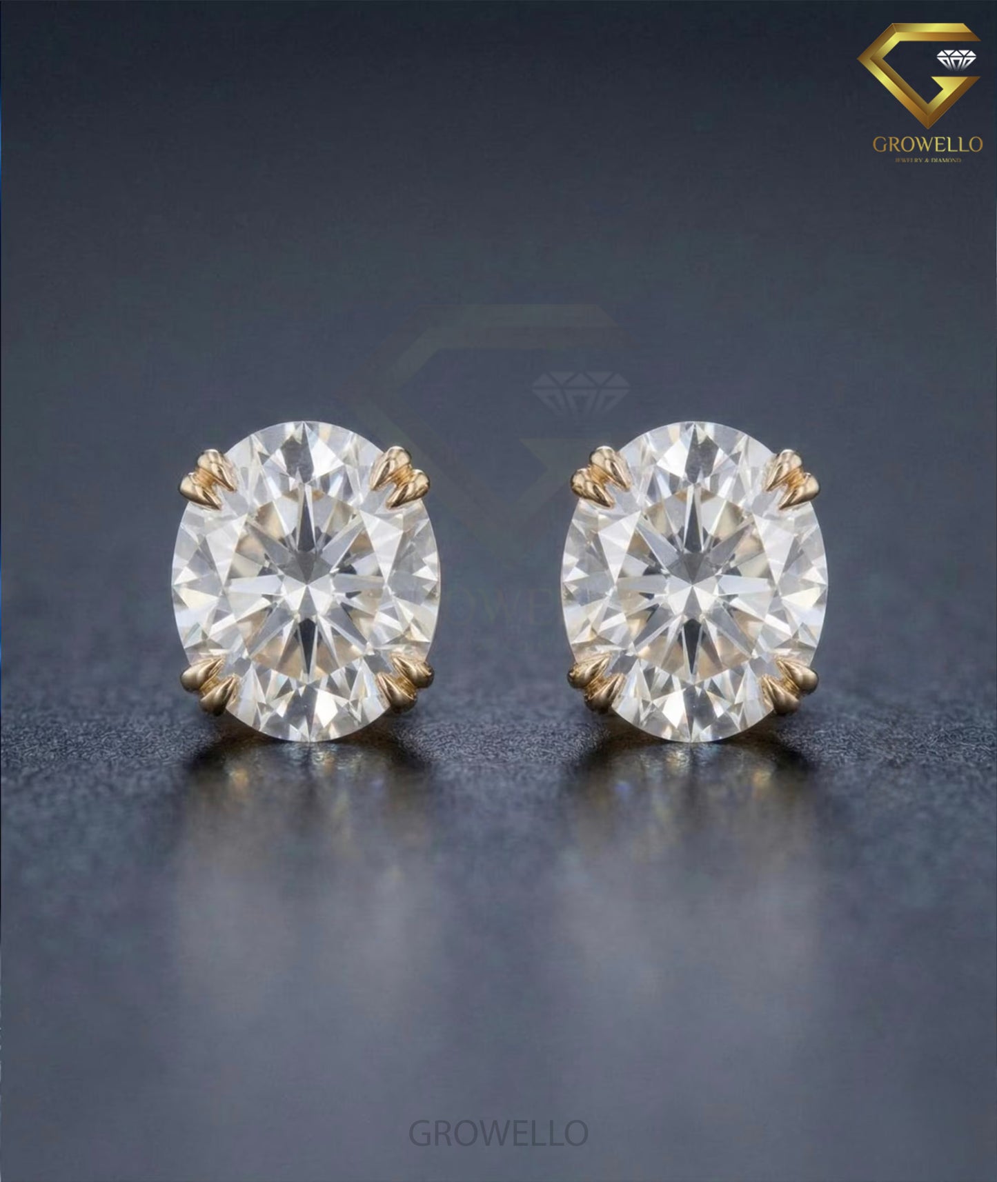 3 CT Oval Diamond Stud Earrings, Solitaire Prong, Solid Gold, IGI Lab Grown Diamond or Moissanite