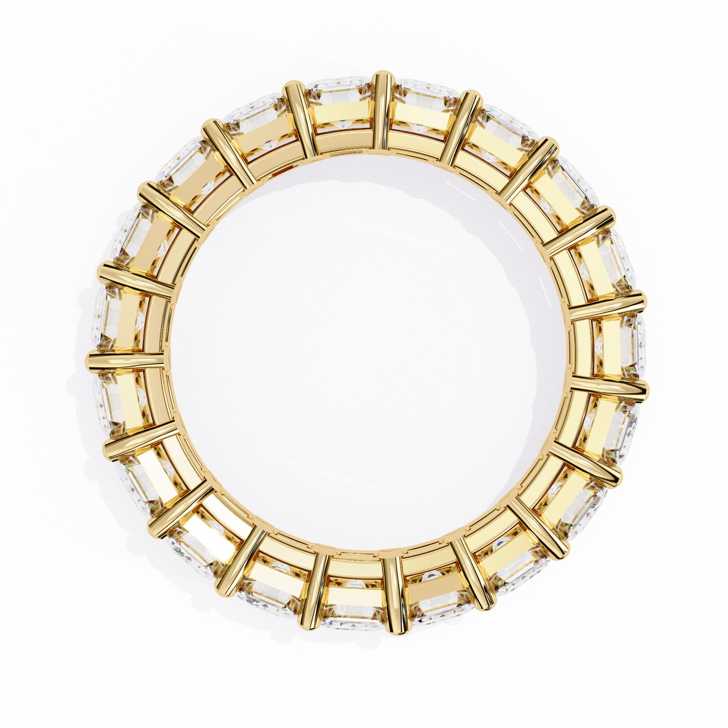 Emerald-Cut Eternity Ring | Full-Circle Shared-Prong | Lab-Grown Diamond/Moissanite | Solid Gold or Platinum | Wedding & Anniversary Band