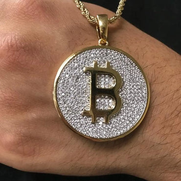 Bitcoin iced out pendants, Bitcoin Moissanite iced out pendant